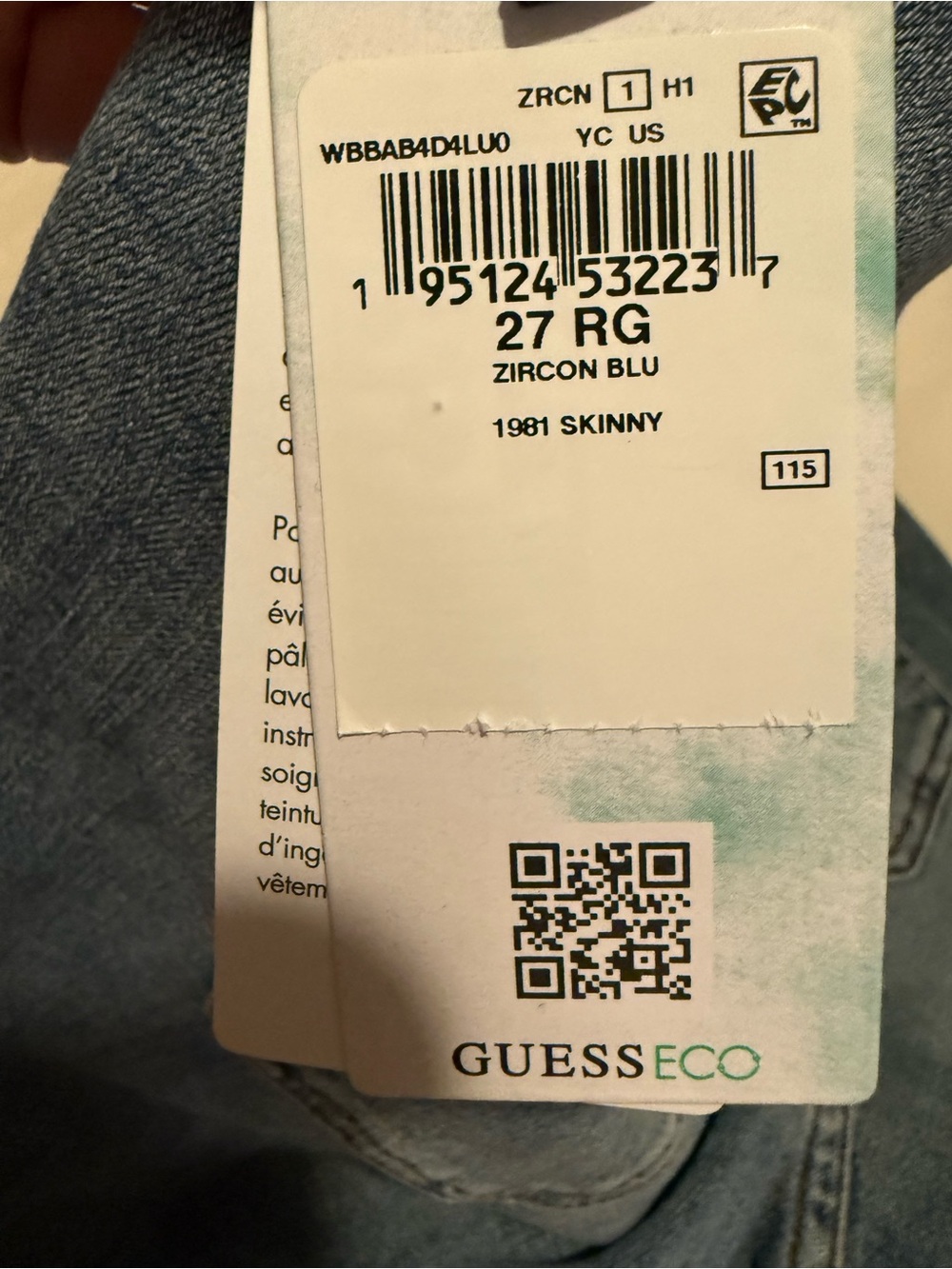 NWT GUESS Women's 1981 High Waisted Skinny Jeans Size 27 Zircon Blue NWT - Picture 15 of 15